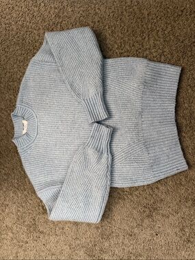 Time and Tru Light Blue Ribbed Crewneck Sweater